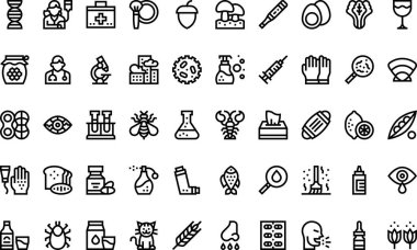 Alerji simgeleri: Düzenlenebilir Vuruşlu Yüksek Kalite Vektör Simgeleri Koleksiyonu. Profesyonel ve Yaratıcı Projeler için ideal.