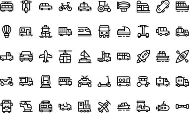 Transport icons pack High-Quality Vector Icons Collection with Editable Stroke. Ideal for Professional and Creative Projects. clipart