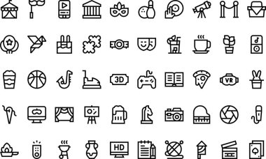 Entertainment simgeleri: Düzenlenebilir Vuruşlu Yüksek Kalite Vektör Simgeleri Koleksiyonu. Profesyonel ve Yaratıcı Projeler için ideal.