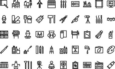 Sanatçı stüdyo simgeleri Yüksek Kalite Vektör Simgeleri Koleksiyonu ve Düzenlenebilir Darbe. Profesyonel ve Yaratıcı Projeler için ideal.