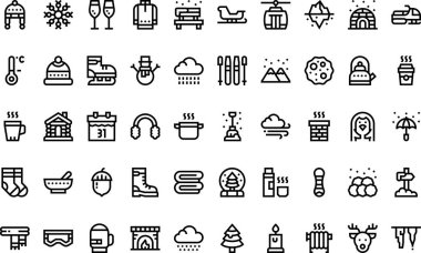 Kış simgeleri Yüksek Kalite Vektör Simgeleri Düzenlenebilir Vuruşla Koleksiyonu. Profesyonel ve Yaratıcı Projeler için ideal.