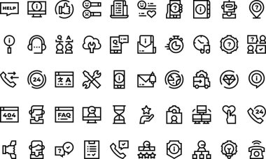 Müşteri hizmetleri simgeleri Düzenlenebilir Vuruşlu Yüksek Kaliteli Vektör Simgeleri Koleksiyonu. Profesyonel ve Yaratıcı Projeler için ideal.