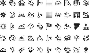 Düzenlenebilir Vuruşlu Hava Simgeleri Yüksek Kalite Vektör Simgeleri Koleksiyonu. Profesyonel ve Yaratıcı Projeler için ideal.