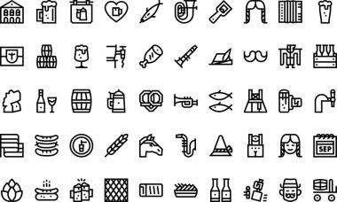 Oktoberfest simgeleri Düzenlenebilir Vuruşlu Yüksek Kalite Vektör Simgeleri Koleksiyonu. Profesyonel ve Yaratıcı Projeler için ideal.