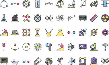 Fizik simgeleri: Düzenlenebilir Vuruşlu Yüksek Kalite Vektör Simgeleri Koleksiyonu. Profesyonel ve Yaratıcı Projeler için ideal.
