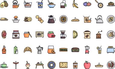 Breakfast simgeleri Yüksek Kaliteli Vektör Simgeleri Koleksiyonu Düzenlenebilir Vuruşlu. Profesyonel ve Yaratıcı Projeler için ideal.