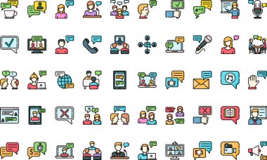 Düzenlenebilir Vuruşlu Yüksek Kalite Vektör Simgeleri Koleksiyonu tartışması simgeleri. Profesyonel ve Yaratıcı Projeler için ideal.