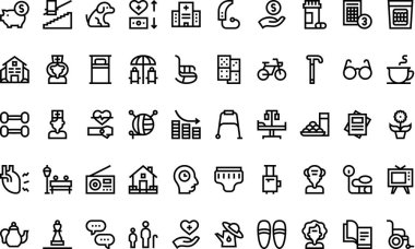 Düzenlenebilir Vuruşlu Yaşlılık Simgeleri Yüksek Kalite Vektör Simgeleri Koleksiyonu. Profesyonel ve Yaratıcı Projeler için ideal