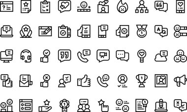 Geribildirim ve referans simgeleri Düzenlenebilir Vuruşlu Yüksek Kalite Vektör Simgeleri Koleksiyonu. Profesyonel ve Yaratıcı Projeler için ideal