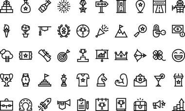 Başarı simgeleri: Düzenlenebilir Vuruşlu Yüksek Kalite Vektör Simgeleri Koleksiyonu. Profesyonel ve Yaratıcı Projeler için ideal