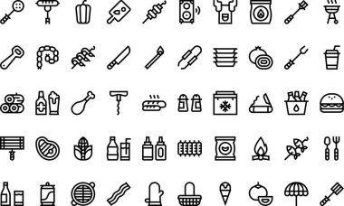 Düzenlenebilir Vuruşlu Barbekü Simgeleri Yüksek Kaliteli Vektör Simgeleri Koleksiyonu. Profesyonel ve Yaratıcı Projeler için ideal