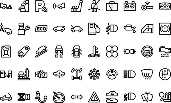 Düzenlenebilir Vuruşlu Araba Motoru Yüksek Kaliteli Vektör Simgeleri Koleksiyonu. Profesyonel ve Yaratıcı Projeler için ideal.