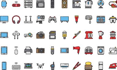 Düzenlenebilir Vuruşlu Elektronik Yüksek Kaliteli Vektör Simgeleri Koleksiyonu. Profesyonel ve Yaratıcı Projeler için ideal.