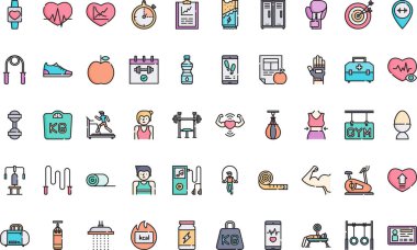 Düzenlenebilir Vuruşlu Spor Salonu Yüksek Kaliteli Vektör Simgeleri Koleksiyonu. Profesyonel ve Yaratıcı Projeler için ideal.