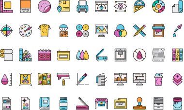 Düzenlenebilir Vuruşla Yüksek Kalite Vektör Simgeleri Koleksiyonu Yazdırılıyor. Profesyonel ve Yaratıcı Projeler için ideal.