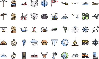 Düzenlenebilir Vuruşla Kutup Yüksek Kaliteli Vektör Simgeleri Koleksiyonu. Profesyonel ve Yaratıcı Projeler için ideal.