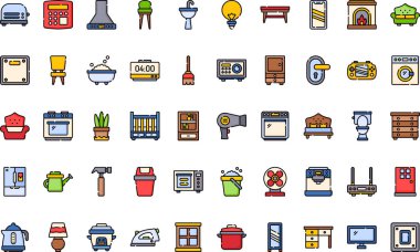 Düzenlenebilir Vuruşlu Ev eşyaları Yüksek Kalite Vektör Simgeleri Koleksiyonu simgeleri. Profesyonel ve Yaratıcı Projeler için ideal.