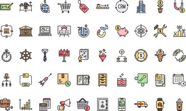 Düzenlenebilir Vuruşla İşletme Yönetimi Yüksek Kaliteli Vektör Simgeleri Koleksiyonu. Profesyonel ve Yaratıcı Projeler için ideal.