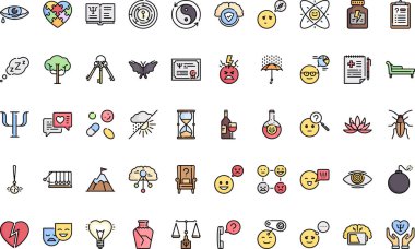 Düzenlenebilir Vuruşlu Psikoloji Yüksek Kalite Vektör Simgeleri Koleksiyonu. Profesyonel ve Yaratıcı Projeler için ideal.