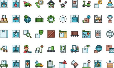 Düzenlenebilir Vuruşlu Lojistik Simgeler Yüksek Kalite Vektör Simgeleri Koleksiyonu. Profesyonel ve Yaratıcı Projeler için ideal.