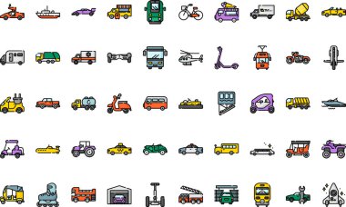 Düzenlenebilir Vuruşlu Araçlar ve Ulaşım simgeleri Yüksek Kaliteli Vektör Simgeleri Koleksiyonu. Profesyonel ve Yaratıcı Projeler için ideal.