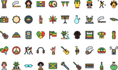 Reggae High-Quality Vector Icons Collection with Editable Stroke. Ideal for Professional and Creative Projects. clipart