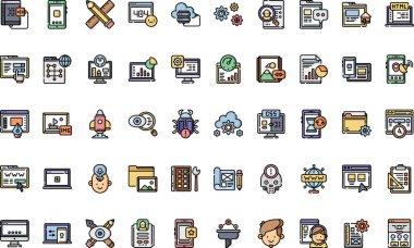 Web devolpment simgeleri Düzenlenebilir Vuruşlu Yüksek Kalite Vektör Simgeleri Koleksiyonu. Profesyonel ve Yaratıcı Projeler için ideal.