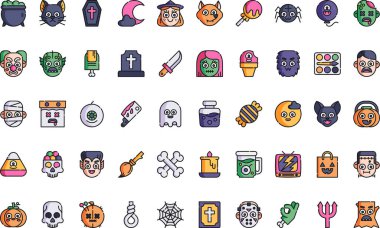 Cadılar Bayramı ikonları Yüksek Kaliteli Vektör Simgeleri Koleksiyonu Düzenlenebilir Vuruşlu. Profesyonel ve Yaratıcı Projeler için ideal.