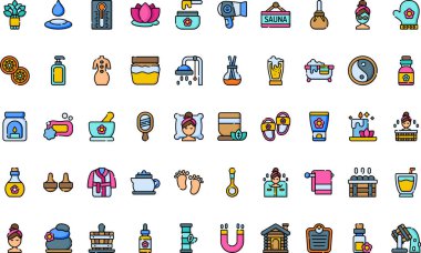 Sauna simgeleri Düzenlenebilir Vuruşlu Yüksek Kaliteli Vektör Simgeleri Koleksiyonu. Profesyonel ve Yaratıcı Projeler için ideal.