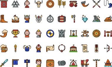 Düzenlenebilir Vuruşlu Viking Yüksek Kaliteli Vektör Simgeleri Koleksiyonu. Profesyonel ve Yaratıcı Projeler için ideal.