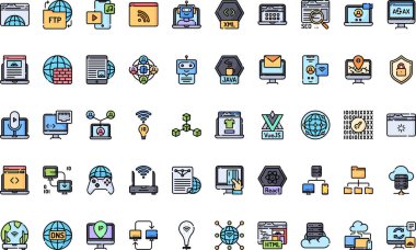 İnternet teknolojisi Yüksek Kaliteli Vektör Simgeleri Koleksiyonunu Düzenlenebilir Vuruşla simgeler. Profesyonel ve Yaratıcı Projeler için ideal.