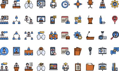 Yüksek Kaliteli Vektör Simgesi Koleksiyonu ile Düzenlenebilir Darbe İş Toplantısı. Profesyonel ve Yaratıcı Projeler için ideal.