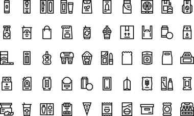 Düzenlenebilir Vuruşlu Paketleme Simgeleri Yüksek Kaliteli Vektör Simgeleri Koleksiyonu. Profesyonel ve Yaratıcı Projeler için ideal.