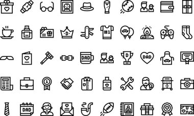 Babalar Günü simgeleri: Düzenlenebilir Vuruşlu Yüksek Kalite Vektör Simgeleri Koleksiyonu. Profesyonel ve Yaratıcı Projeler için ideal.