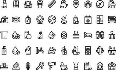 Sauna simgeleri Düzenlenebilir Vuruşlu Yüksek Kaliteli Vektör Simgeleri Koleksiyonu. Profesyonel ve Yaratıcı Projeler için ideal.