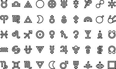 Zodiac simgeleri Yüksek Kaliteli Vektör Simgeleri Koleksiyonu ve Düzenlenebilir Darbe. Profesyonel ve Yaratıcı Projeler için ideal.