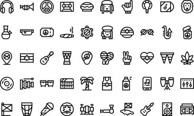 Reggae icons High-Quality Vector Icons Collection with Editable Stroke. Ideal for Professional and Creative Projects. clipart