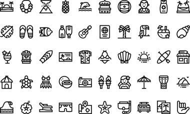 Hawaii ikonları Yüksek Kalite Vektör Simgeleri Düzenlenebilir Vuruşlar Koleksiyonu. Profesyonel ve Yaratıcı Projeler için ideal.