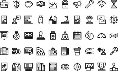 Düzenlenebilir Vuruşlu İş simgeleri Yüksek Kalite Vektör Simgeleri Koleksiyonu. Profesyonel ve Yaratıcı Projeler için ideal