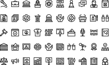 Demokrasi, Yüksek Kalite Vektör Simgesi Koleksiyonu 'nu Düzenlenebilir Vuruşla simgeliyor. Profesyonel ve Yaratıcı Projeler için ideal