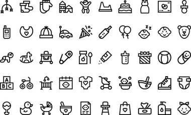 Bebek simgeleri Yüksek Kaliteli Vektör Simgeleri Koleksiyonu Düzenlenebilir Vuruşlu. Profesyonel ve Yaratıcı Projeler için ideal