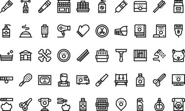 Hayvan tımar simgeleri Düzenlenebilir Vuruşlu Yüksek Kaliteli Vektör Simgeleri Koleksiyonu. Profesyonel ve Yaratıcı Projeler için ideal