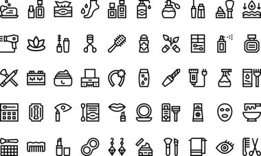 Güzellik simgeleri Yüksek Kaliteli Vektör Simgeleri Koleksiyonu Düzenlenebilir Vuruşlu. Profesyonel ve Yaratıcı Projeler için ideal