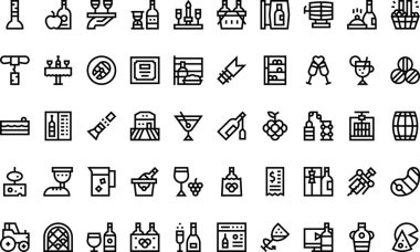 Şarap ikonları Yüksek Kaliteli Vektör Simgeleri Düzenlenebilir Vuruşlu Koleksiyon. Profesyonel ve Yaratıcı Projeler için ideal