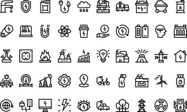 Düzenlenebilir Vuruşlu Enerji Simgeleri Yüksek Kalite Vektör Simgeleri Koleksiyonu. Profesyonel ve Yaratıcı Projeler için ideal