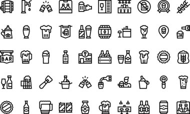 Bira simgeleri Yüksek Kaliteli Vektör Simgeleri Düzenlenebilir Vuruşla Koleksiyonu. Profesyonel ve Yaratıcı Projeler için ideal