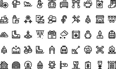 Kış simgeleri Yüksek Kalite Vektör Simgeleri Düzenlenebilir Vuruşla Koleksiyonu. Profesyonel ve Yaratıcı Projeler için ideal