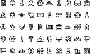 Birleşik Arap Emirlikleri Yüksek Kaliteli Vektör Simgeleri Koleksiyonu Düzenlenebilir Vuruşlu. Profesyonel ve Yaratıcı Projeler için ideal