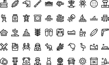 Avusturalya Yüksek Kaliteli Vektör Simgeleri Koleksiyonunu Düzenlenebilir Vuruşla simgeler. Profesyonel ve Yaratıcı Projeler için ideal