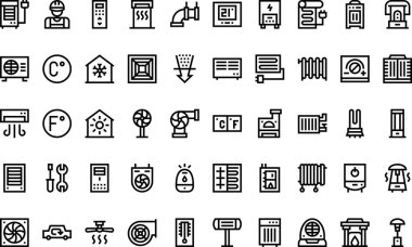 Heating and cooling icons High-Quality Vector Icons Collection with Editable Stroke. Ideal for Professional and Creative Projects clipart